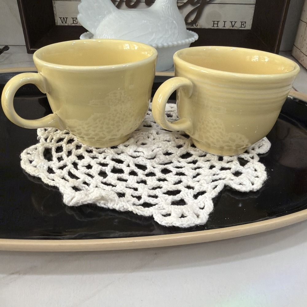 Vintage Fiesta Ware Buttercup Yellow Coffee‎ Cups – Set of 2